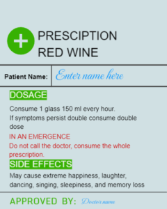 Funny prescription wine label template